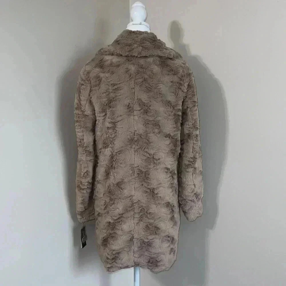 Kenneth Cole Women's Brown Notch Collar Faux Fur Coat​​ - Picture 9 of 16